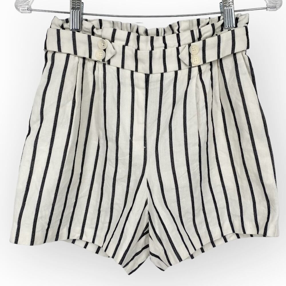 EXPRESS Extreme High Rise Striped Linen Blend Shorts Size XS Coastal Beach Chic